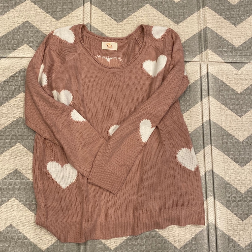 Cute heart sweater size L/XL. Brand new. Jady K